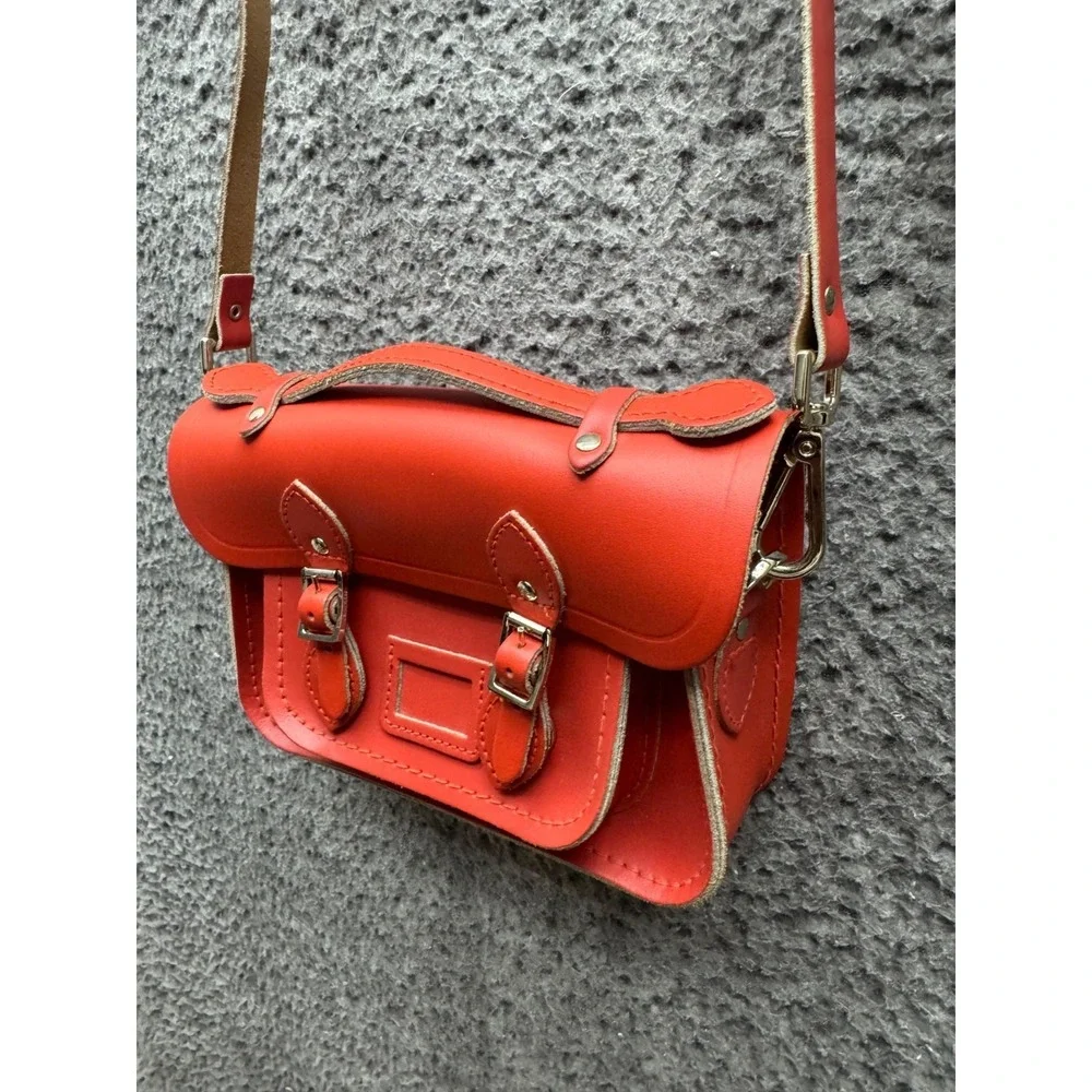 The Cambridge Satchel Company Fluoro Orange Leather Satchel Crossbody Bag